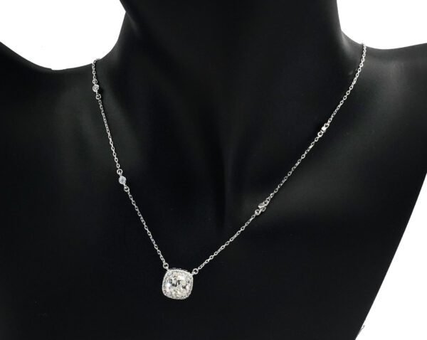 Square-cut cubic zirconia diamond necklace with Christal stone in Sterling Silver - Image 2
