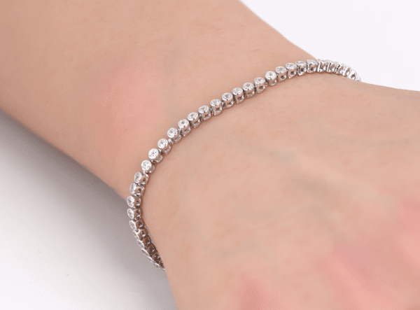 Round Cubic Zirconia Tennis Bracelet 925  Sterling Silver - Image 2