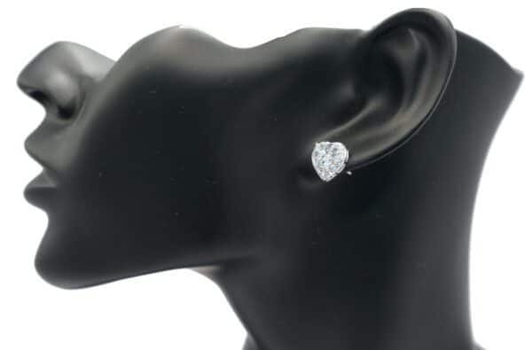 White Lab-Created Sapphire Heart Stud Earrings Sterling Silver