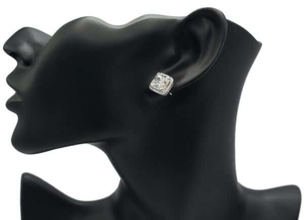 Diamond Accent Cushion Stud Earrings in Sterling Silver