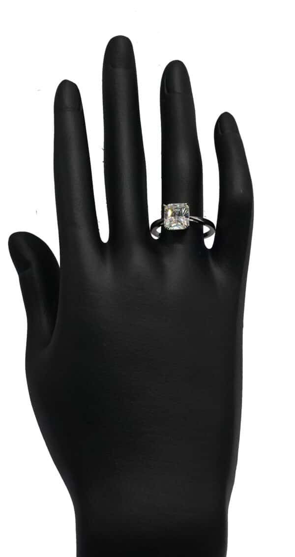 Rectangular Sparkling Halo Ring