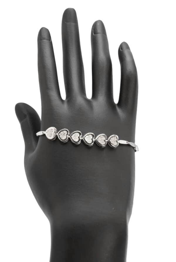 Multiple Hearts with zilcon stones 925 Sterling Silver Bracelet Designed For Women