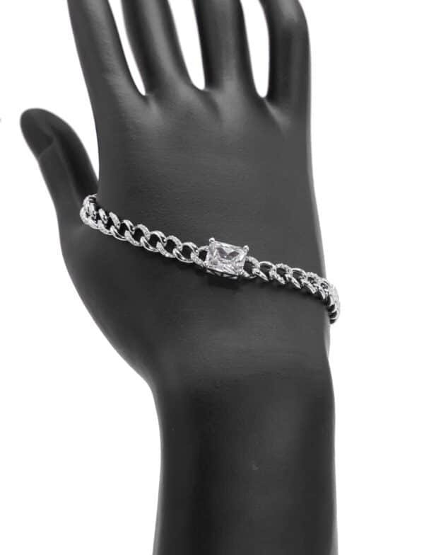 Elegant silver chain  one rectangular zircon stone bracelet for women