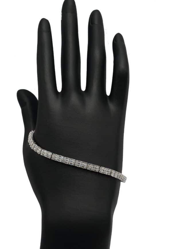 Women's Fashionable Personality Thick Chain Rectangular Zircon Silver Elegant Temperament Full of Diamond Ice Clear Bracelet