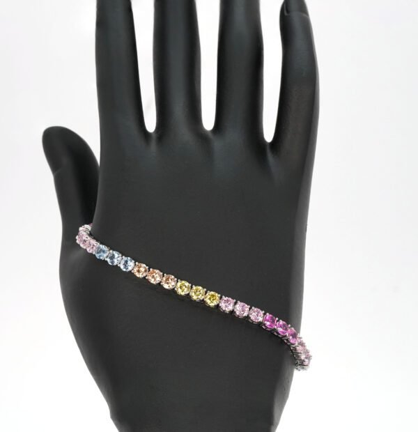 Radiant Rainbow:  925 Sterling Silver Bracelet with Multicolored Hues, a Stunning Symbol of Love, Acceptance, and Inclusivity - Image 2