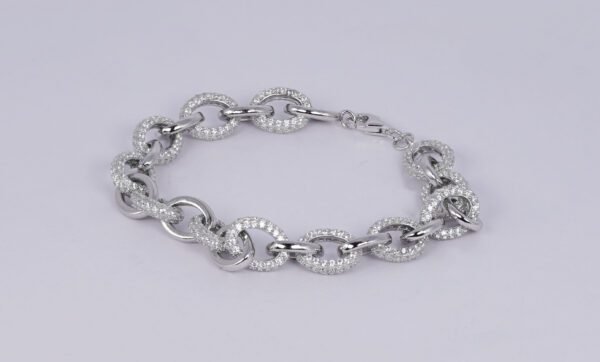 Sparkling Elegance: Unisex 925 Silver Iced Out Chain Bracelet