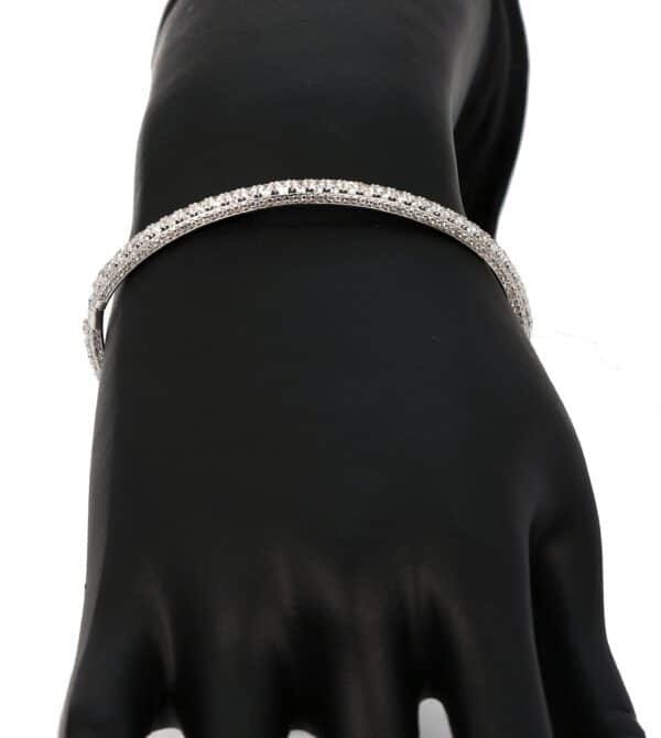 Sparkling Zircon Stone 925 Sterling Silver Bangle Bracelet - Image 2