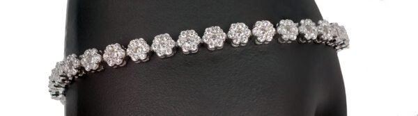 Stunning 925 Silver Tennis Bracelet with Sparkling Zircon Flower Detailing - Image 2