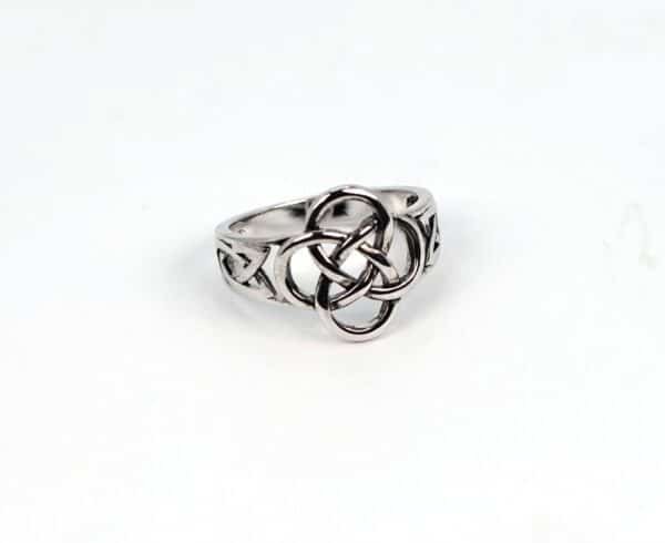 Stylish Sterling Silver Knot Ring with Intricate 4-Knot Design - Image 2
