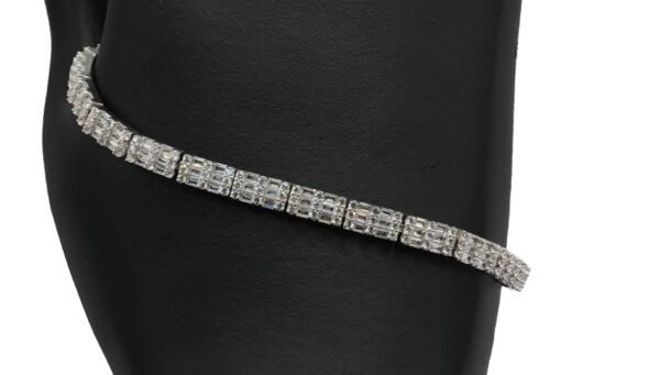 Women's Fashionable Personality Thick Chain Rectangular Zircon Silver Elegant Temperament Full of Diamond Ice Clear Bracelet - Image 2