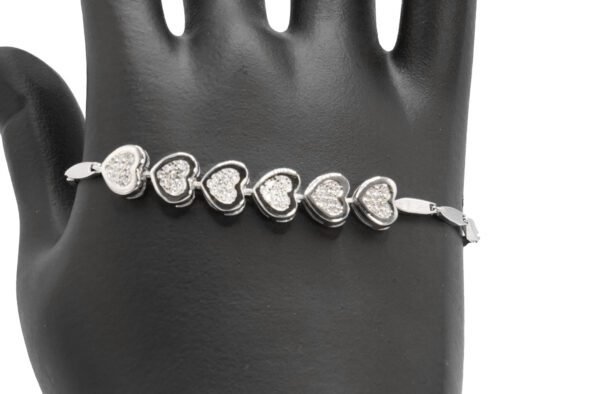 Multiple Hearts with zilcon stones 925 Sterling Silver Bracelet Designed For Women - Image 2