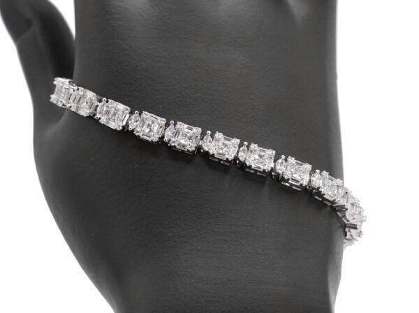 White Cubic Zirconia Rhodium Over Sterling Silver Tennis Bracelet - Image 2