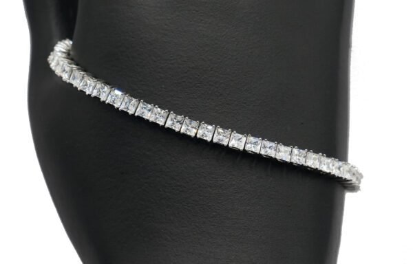 Cubic Zirconia Square Link Tennis Bracelet in Silver Plate - Image 3