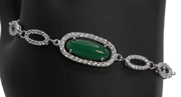 Natural Gem Stone White Zircon 925 Sterling-silver-jewelry Link Chain Bracelet - Image 2