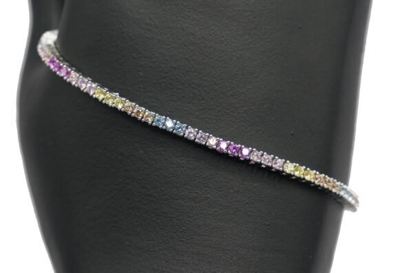 Rainbow Tennis Bracelet – Multicolor Cubic Zirconia Bracelet - Image 2