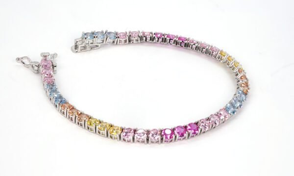 Radiant Rainbow:  925 Sterling Silver Bracelet with Multicolored Hues, a Stunning Symbol of Love, Acceptance, and Inclusivity - Image 3