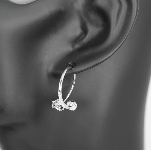 Radiant Simplicity: Zircon-Studded Sterling Silver Stud Earrings with Rhodium Cover - Image 2