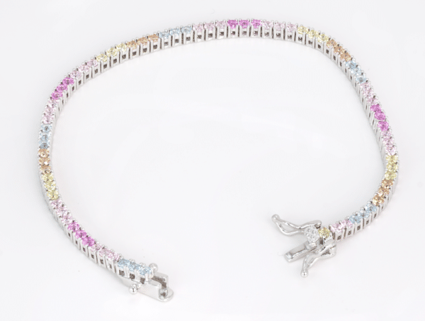 Rainbow Tennis Bracelet – Multicolor Cubic Zirconia Bracelet - Image 3