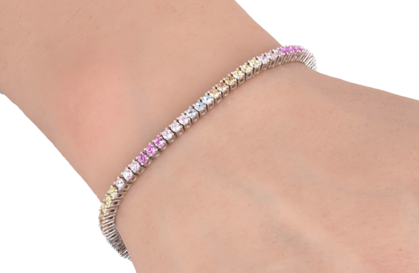 Rainbow Tennis Bracelet – Multicolor Cubic Zirconia Bracelet - Image 4