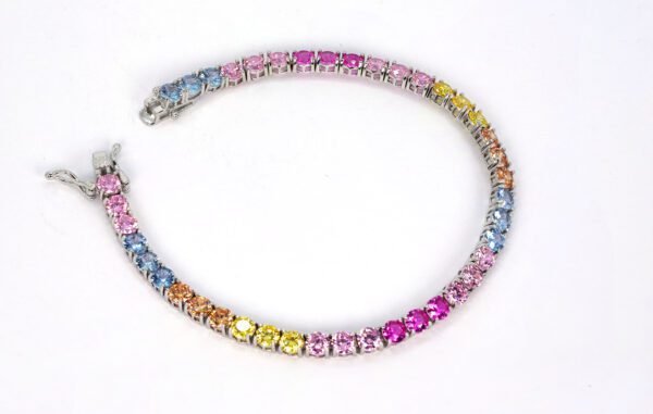Radiant Rainbow:  925 Sterling Silver Bracelet with Multicolored Hues, a Stunning Symbol of Love, Acceptance, and Inclusivity