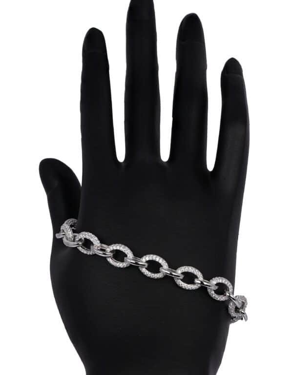 Sparkling Elegance: Unisex 925 Silver Iced Out Chain Bracelet - Image 3