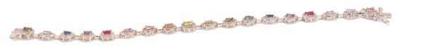 Multi-Gemstone Link Bracelet in Sterling Silver - Image 3