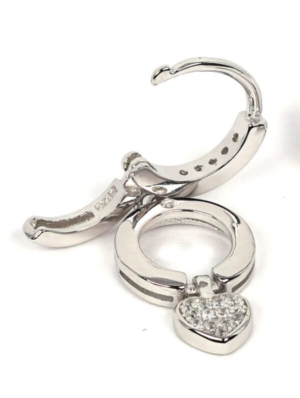 Sparkling Sterling Silver Huggie Earrings Adorned with Zircon Stones - Image 3