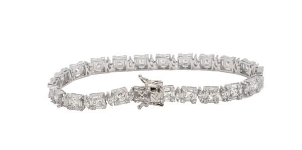 White Cubic Zirconia Rhodium Over Sterling Silver Tennis Bracelet - Image 3