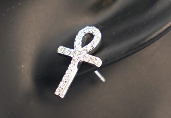 Cross Stud Earrings Sterling Silver Cubic Zirconia Religious Cross Earrings Stud for Women and Men - Image 3