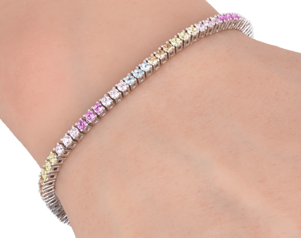 Rainbow Tennis Bracelet – Multicolor Cubic Zirconia Bracelet - Image 5