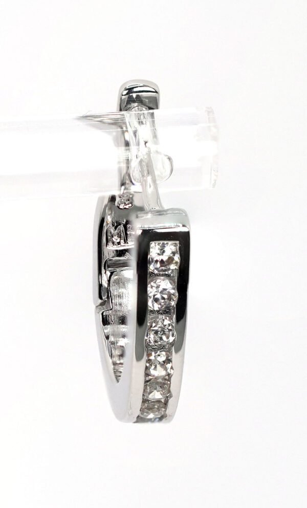 Sparkling Sterling Silver Huggie Earrings Adorned with Zircon Stones - Image 4