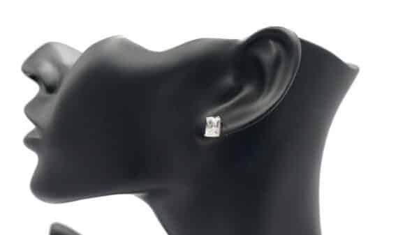 Classic Radiant Cut Women's Stud Earrings In Sterling Silver - Image 2