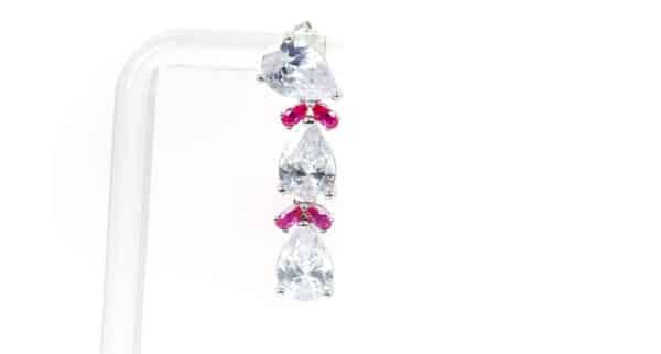 Large Zircon and Fuchsia Sterling Silver Statement Earrings - Image 2