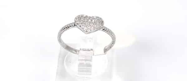 Sparkling Sterling Silver Double Heart Ring with Zircon Accents and Sleek Silver Band - Image 2
