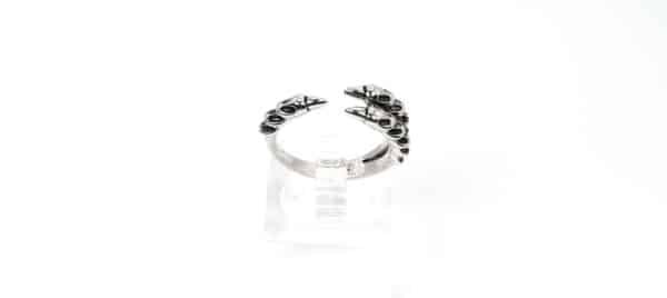 Unique Sterling Silver Ring with Scorpion Tail and Double Skull Design - Image 2