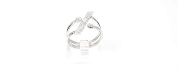 Unique Sterling Silver Ring with Sparkling Zircon Stones and Striking Percentage Symbol Design - Image 2
