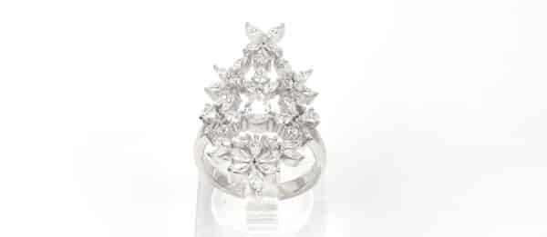 Sparkling Sterling Silver Ring with Stunning Zircon Stones in a Long, Eye-Catching Design - Image 2