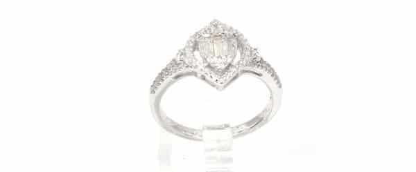 Elegant Sterling Silver Ring with Central Eye-shaped Zircon Stone and Surrounding Accents - Image 2