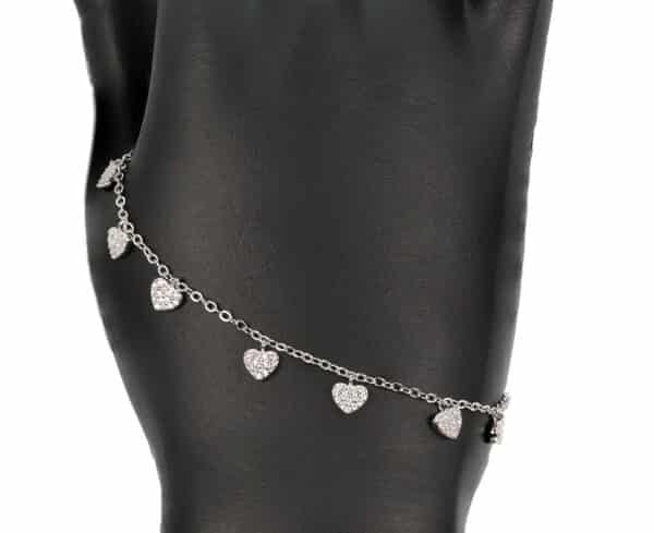 A dazzling sterling silver bracelet adorned with zircon stone hearts - Image 2