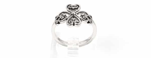 Contemporary Sterling Silver Ring with Interlocking Heart Design - Image 2