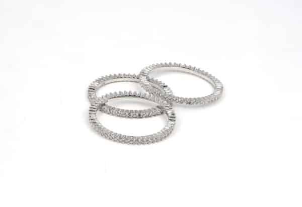 Stunning Sterling Silver Tri-Ring Set with Sparkling Zircon Stones - Image 2