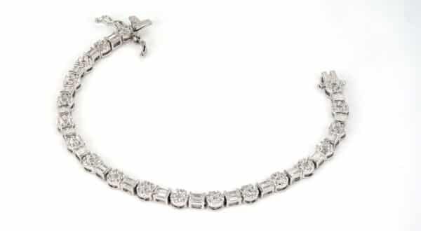 Exquisite Sterling Silver Tennis Bracelet with 5A Zircon Stones in Unique Circle and Square Shapes - Image 2
