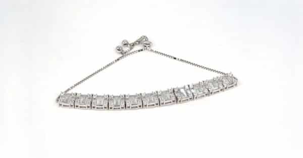 Stunning Sterling Silver Bracelet with Sparkling Zirconia Stones - Adjustable Fit - Image 2