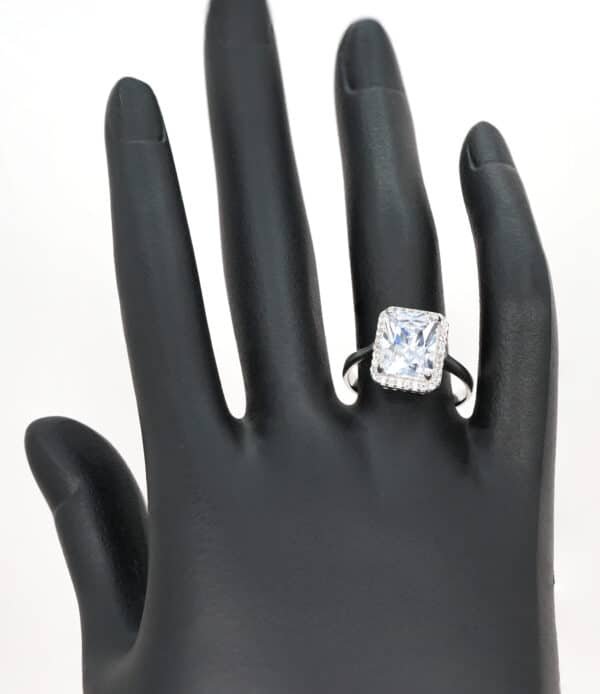 Elegant Sterling Silver Jewelry Set with Rectangular Zircon Stones - Necklace, Ring, and Earrings - Image 2