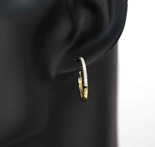 Sparkling Circle Earrings: Sterling Silver with Gold Plating and Zircon Stones - Image 2
