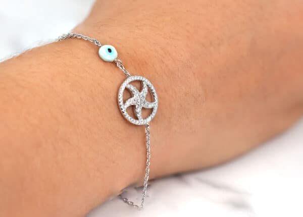 Star and Amulet Sterling Silver Bracelet: A Celestial Addition to Your Jewelry Collection - Image 2