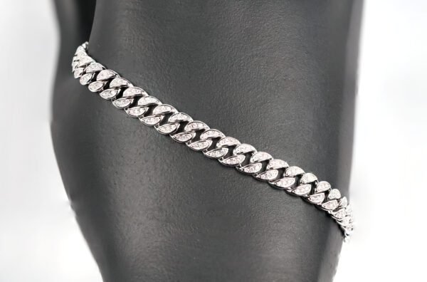 Sterling silver chain bracelet adorned with dazzling zircon stones - Image 2
