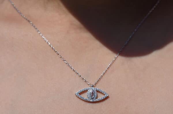 Elegant Sterling Silver Cat Eye Necklace with 5A Cubic Zircon Stones