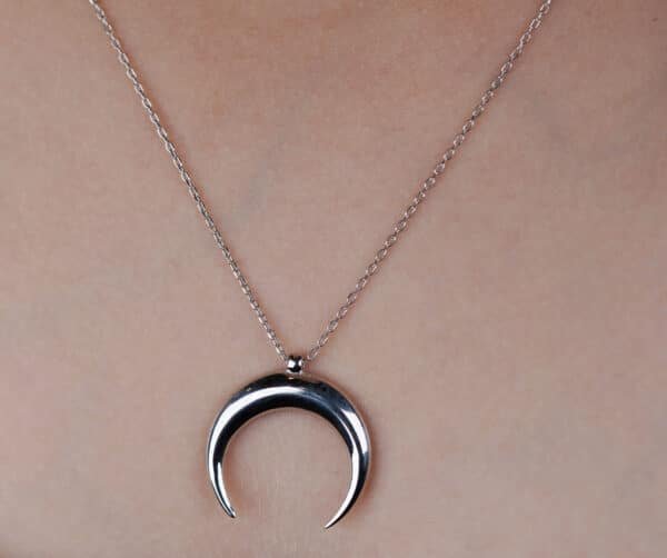 New Moon-Shaped Sterling Silver Necklace: Minimalist, Upside-Down Design