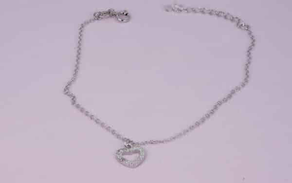 5A Quality Sterling Silver Heart Bracelet with Sparkling Zircon Stones - Image 2